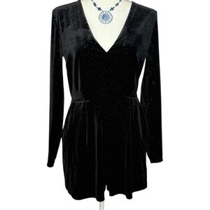 Candie's Black velvet mini shorts romper multicolored shimmer glitter sparkles